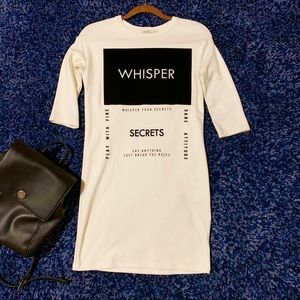 👗 White mini dress with black labels